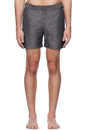 Gray Bulldog Linen Swim Shorts