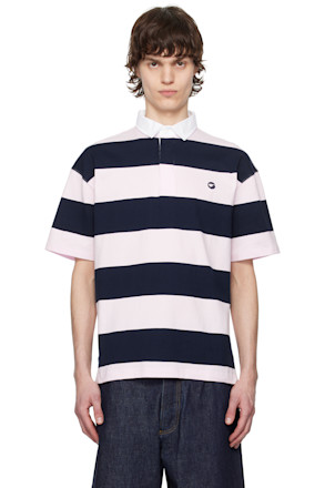 Pink & Navy Striped Polo