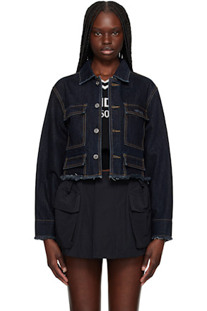 Navy Cropped Denim Jacket
