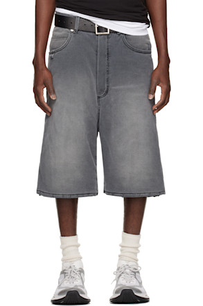 Gray Stack Denim Shorts