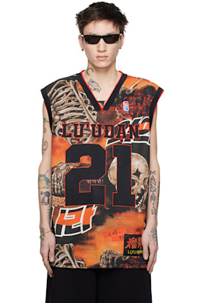 Black & Orange B Ball L-D Tank Top