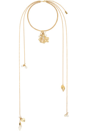 Gold 'The Chloe Shells Scarf' Necklace