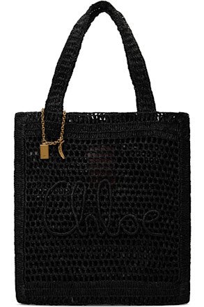Black Summer Banana Raffia Tote
