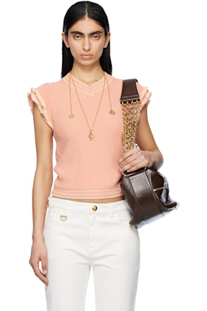 Pink Short-Sleeve Knit Sweater