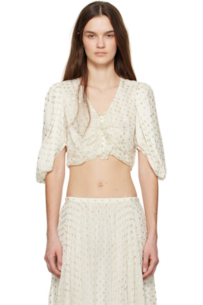 White Fluid Cropped Blouse