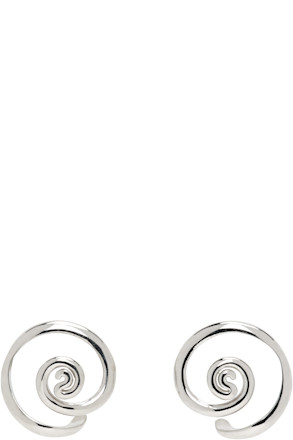 Silver Vortice Huggie Earrings