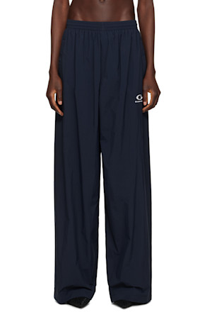Navy Nylon Track Pants