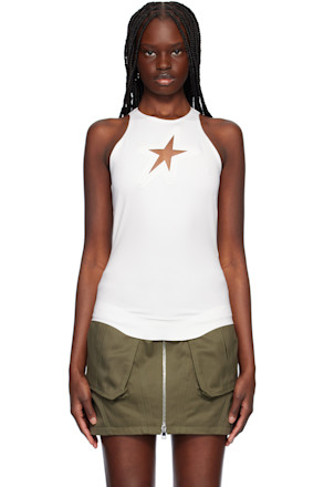White Halter Star Top