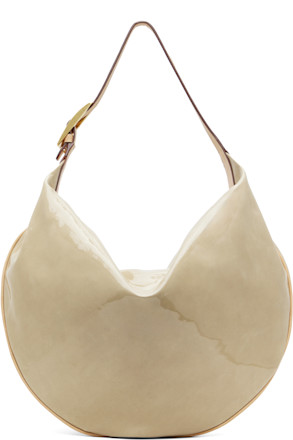 Beige Patent Balloon Bag