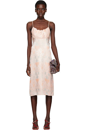 Pink Jacquard Midi Dress