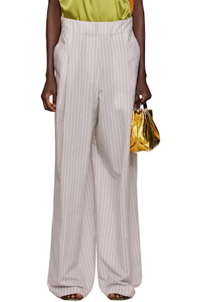 Gray & Pink Wide Pleated Trousers