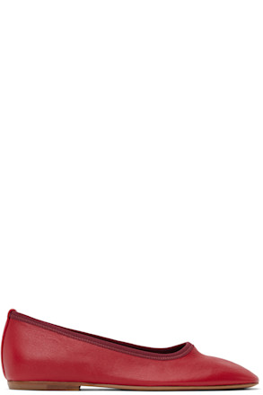 Red Leather Ballerina Flats