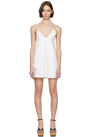 Off-White Crystal Rosette Poplin Minidress