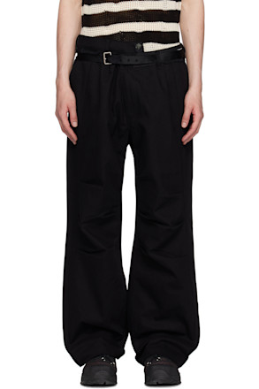 Black Cross-Over Wide Trousers