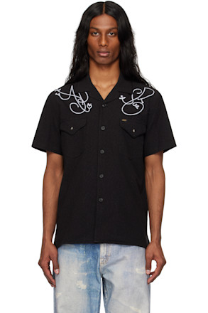 Black 'ADSB' Chain Embroidery Shirt