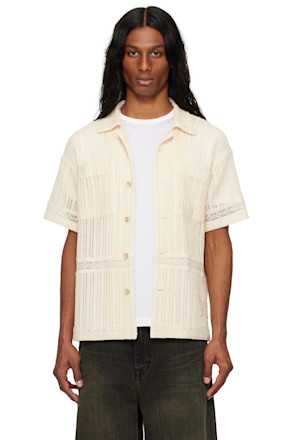 Beige Jacquard Stripe Shirt