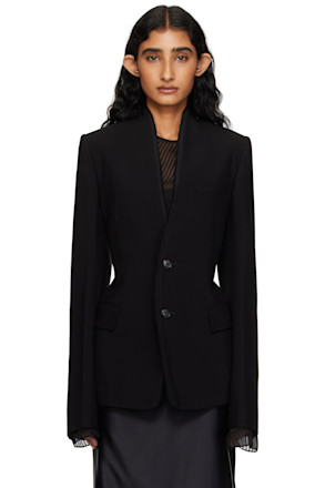Black Sady Collarless Fitted Blazer