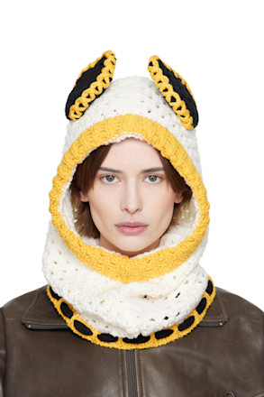 Off-White & Yellow Wool Ears Balaclava