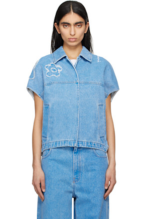 Blue Dilies Patch Denim Vest