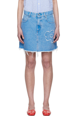 Blue Flared Denim Miniskirt