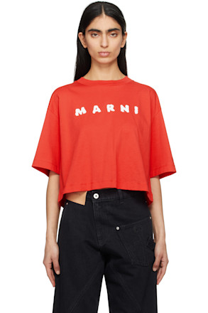 Red Boxy 'Marni' Scribbled Logo T-shirt