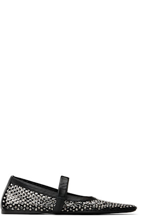 Black Mesh Mary Jane Ballerina Flats