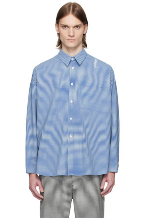 Blue & White Checked Wool Shirt