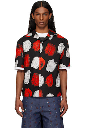 Black Mercury Print Poplin Bowling Shirt
