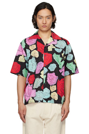 Black Orion Print Bowling Shirt