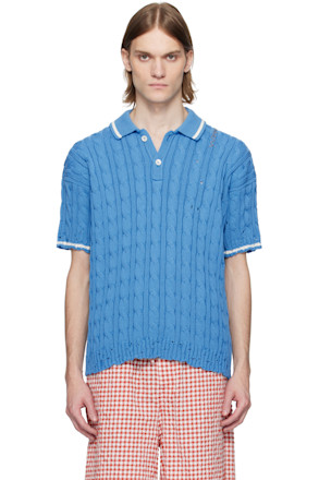 Blue Dishevelled Cable Polo