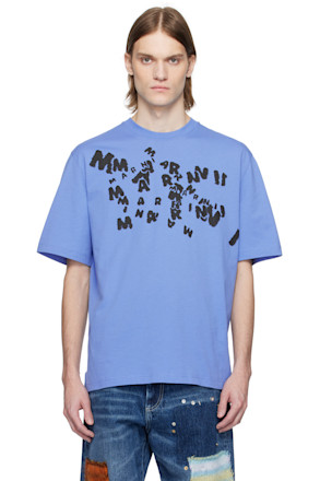 Blue 'Marni' Caos Logo T-shirt