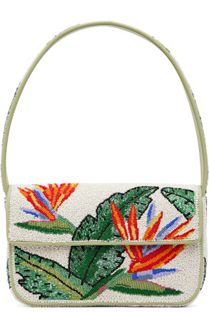 White & Green Tommy Beaded Bag