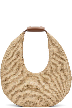 Tan Large Raffia Moon Tote