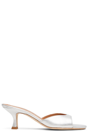 Silver Brigitte Mule Sandals