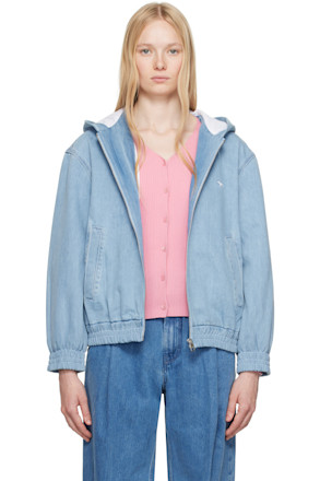 Blue Zipped Hooded Denim Jacket