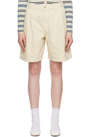 Off-White Casual Pleated Bermuda Denim Shorts