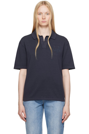 Gray Bold Fox Head Embroidered Knitted Polo