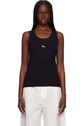Black Baby Fox Ribbed Tank Top