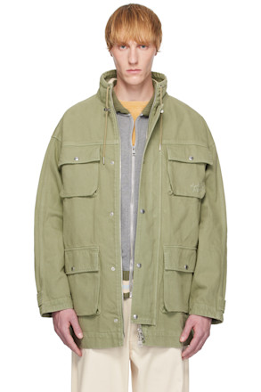 Green Cotton Denim Parka