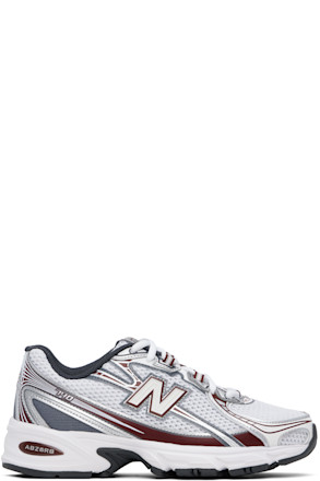 White & Burgundy 740 Sneakers