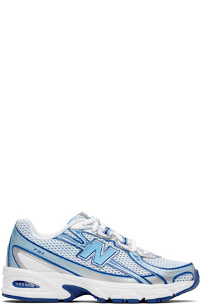 White & Blue 740 Sneakers