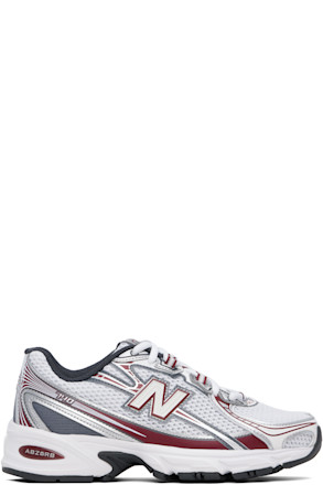 White & Burgundy 740 Sneakers