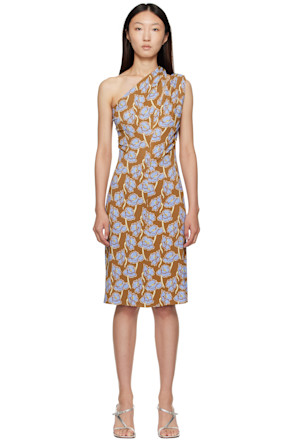 Multicolor Poppies One-Shoulder Midi Dress