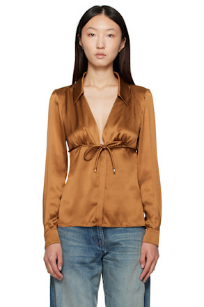 Brown Informal Silk Shirt