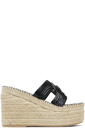Black Medusa Platform Espadrilles Heeled Sandals