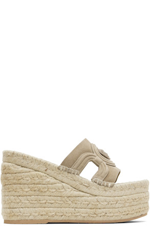 Beige Medusa '95 Platform Espadrille Heeled Sandals