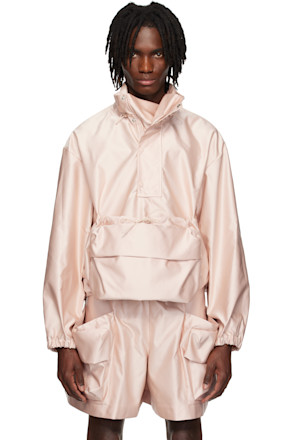 Pink Drawstring Cargo Flap Pocket Detail Jacket