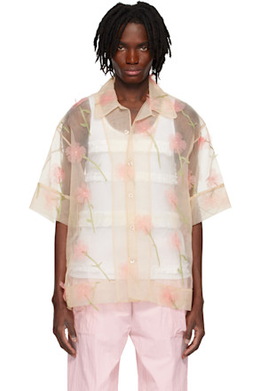 Beige Carnation Organza Boxy Shirt