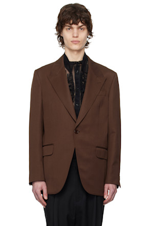 Brown Relaxed Wide Peak Blazer