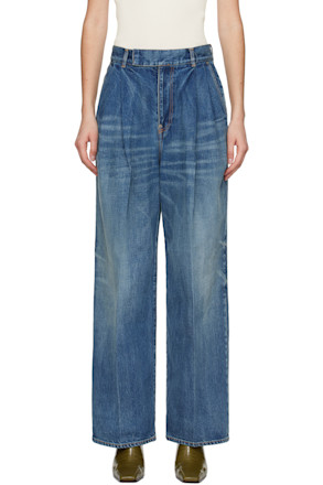 Blue Two-Tuck Jeans